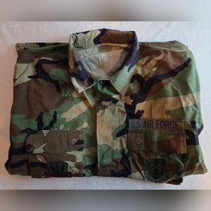 US Air Force Woodland Camo BDU Jacket Large Long